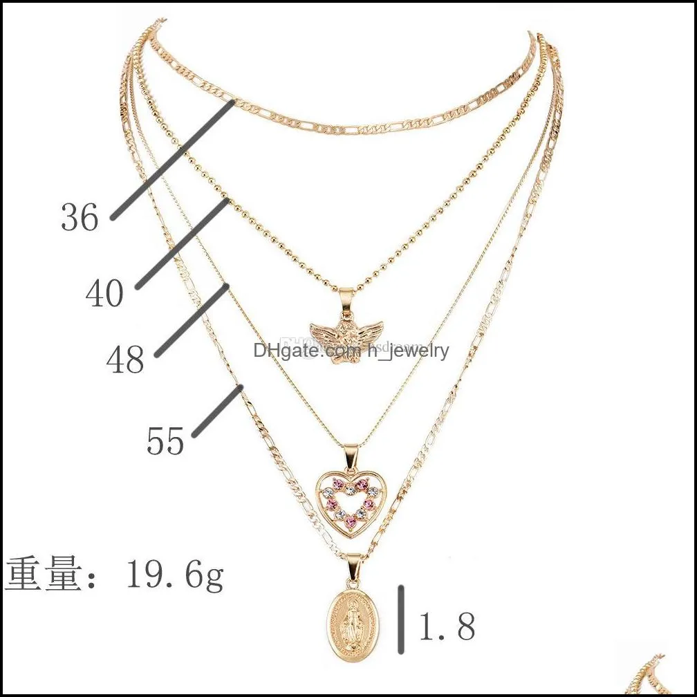 goddess heart angel multilayer necklace gold chains necklace chokers women necklaces fashion jewelry gift
