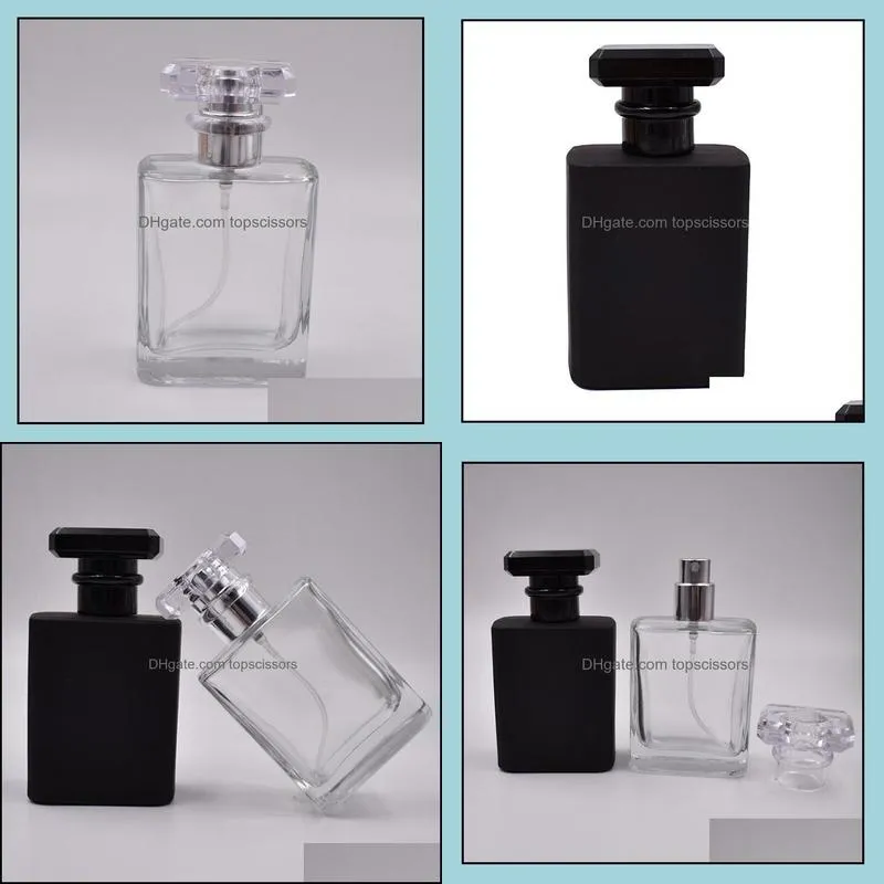 portable refillable perfume spray bottle 50ml empty perfume vials black clear with pump sprayer mist atomizer rrd3044