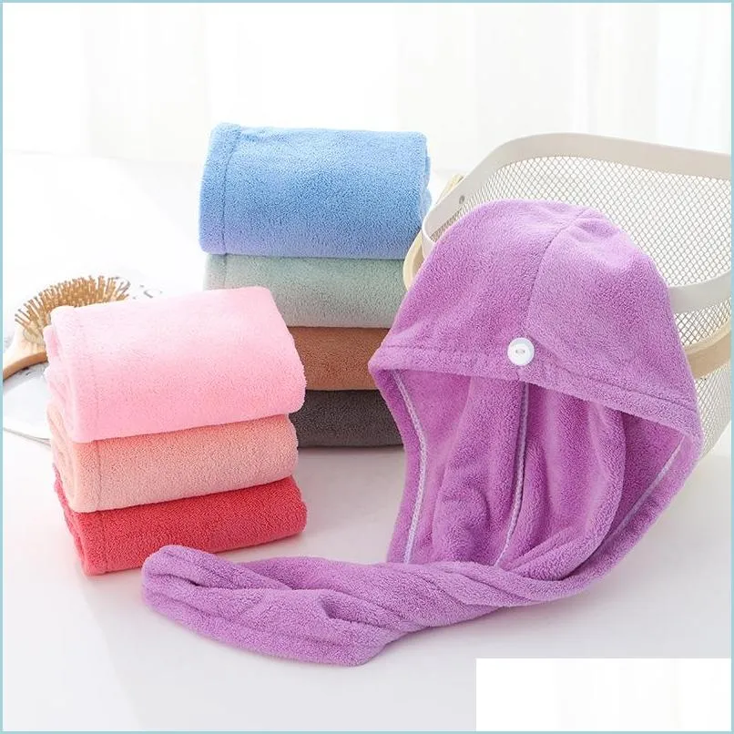 9 colors dry hair caps microfiber quick dry shower hair caps magic super absorbent dry hair towel drying turban wrap hat bathing caps