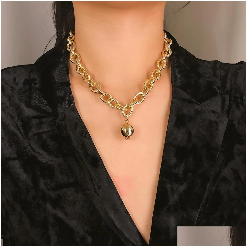 round ball choker necklace women statement party jewelry punk metal pendant necklaces fashion wholesale chains bijoux gift