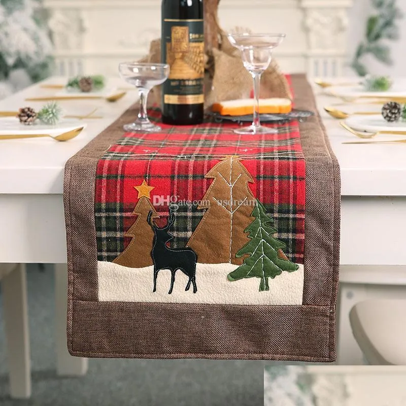 happy christams placemats grid christams tree table mat artificial christmas decorations kitchen ornaments