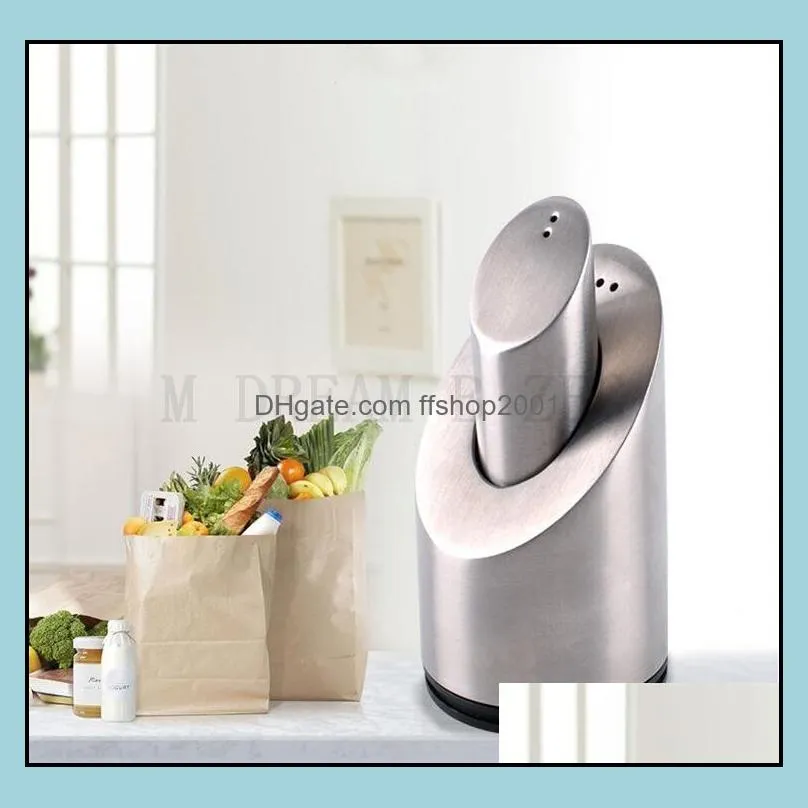 stainless steel salt and pepper shakers set for spices with holes seasoning jar cruet creative kitchen tool