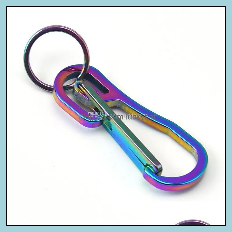 stainless steel key ring quickdraw high quality rainbow keyring hangs keychain holders carabiner women men outdoor holders