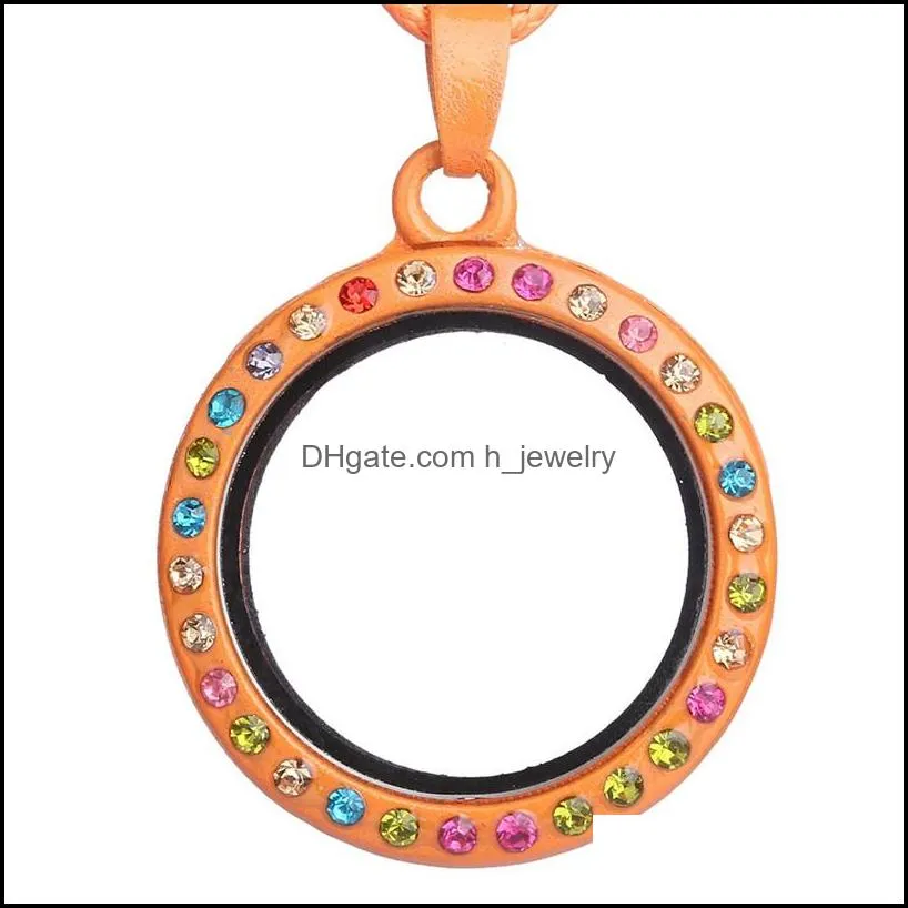 crystal floating locket necklace diy round glass frames circle locket charm necklaces women girls fashion jewelry
