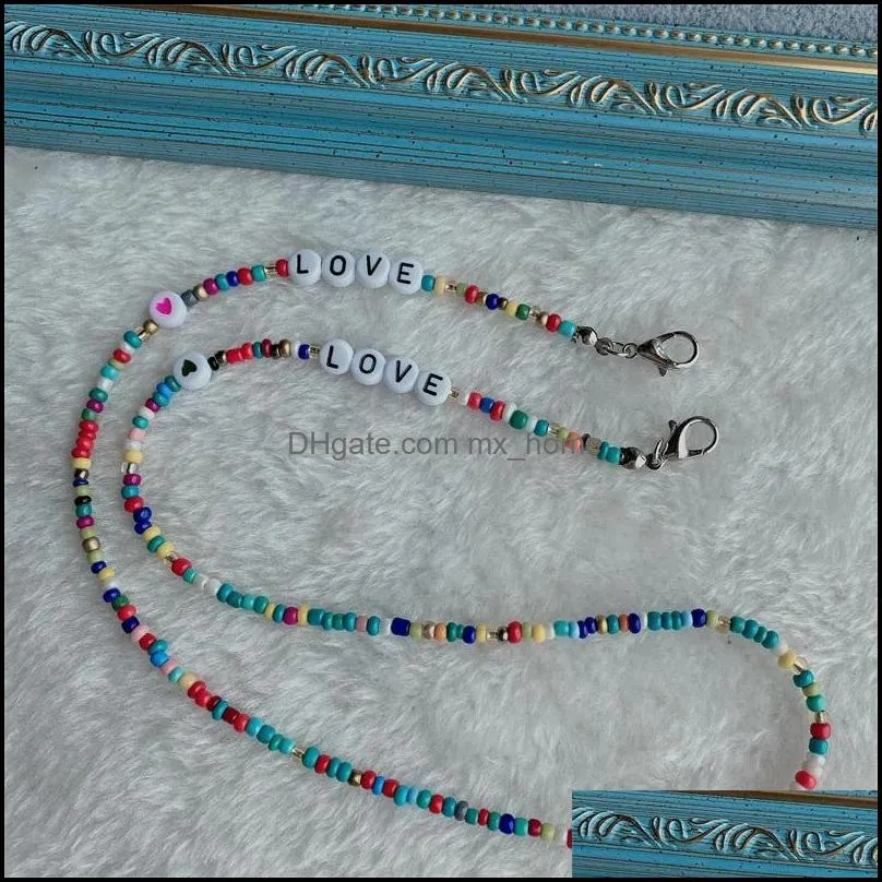 colorful beads mask rope english alphabet sunglasses lanyard mask holder straps cords reading glasses chain fashion sunglasses