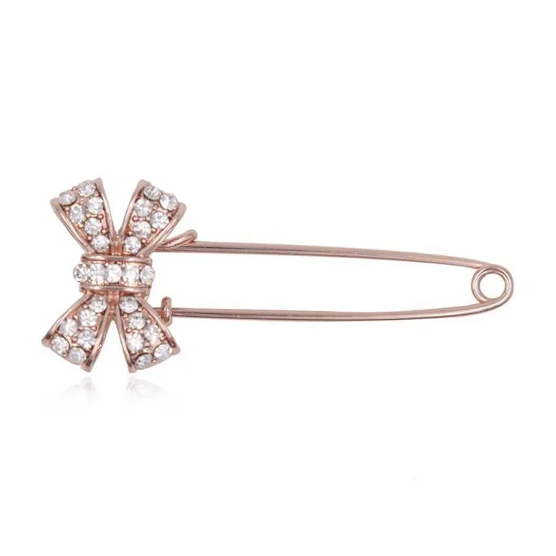 pins brooches classic crystal rhinestone bowknot brooch metal safety clasp pin man suit fashion jewelry accessory