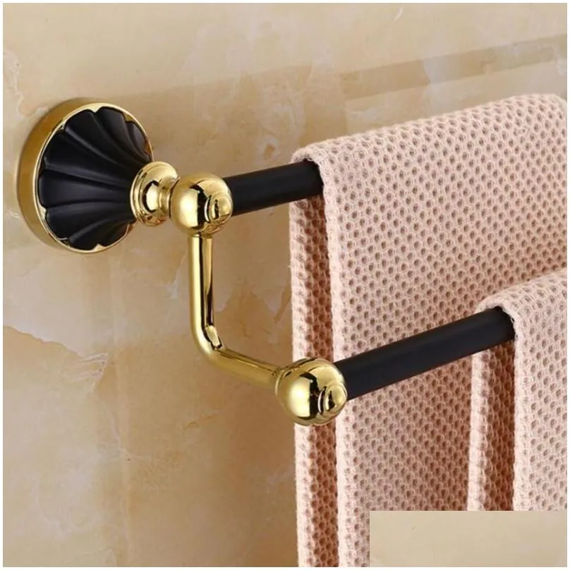 bathroom accessories zinc alloy black gold finish towel ring robe hook toilet brush holder towel bar bathroom set paper holder t200425