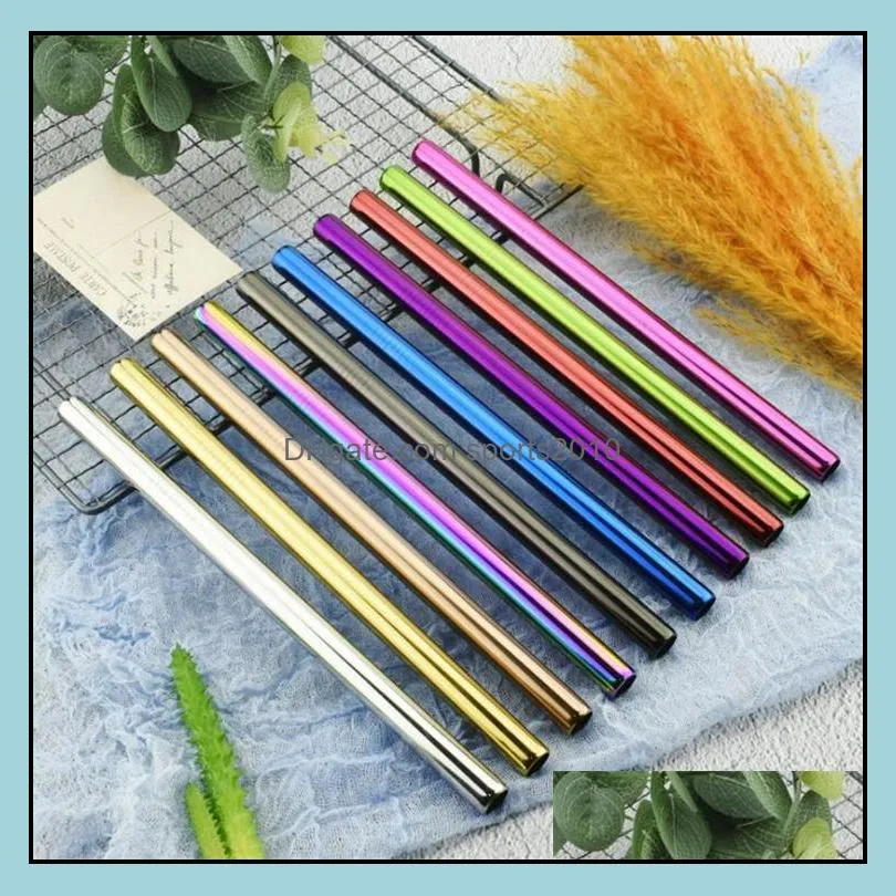 8 5/9 5/10 5 stainless steel straw straight bent colorful straw reusable drinking straw metal straws for party wedding bar use