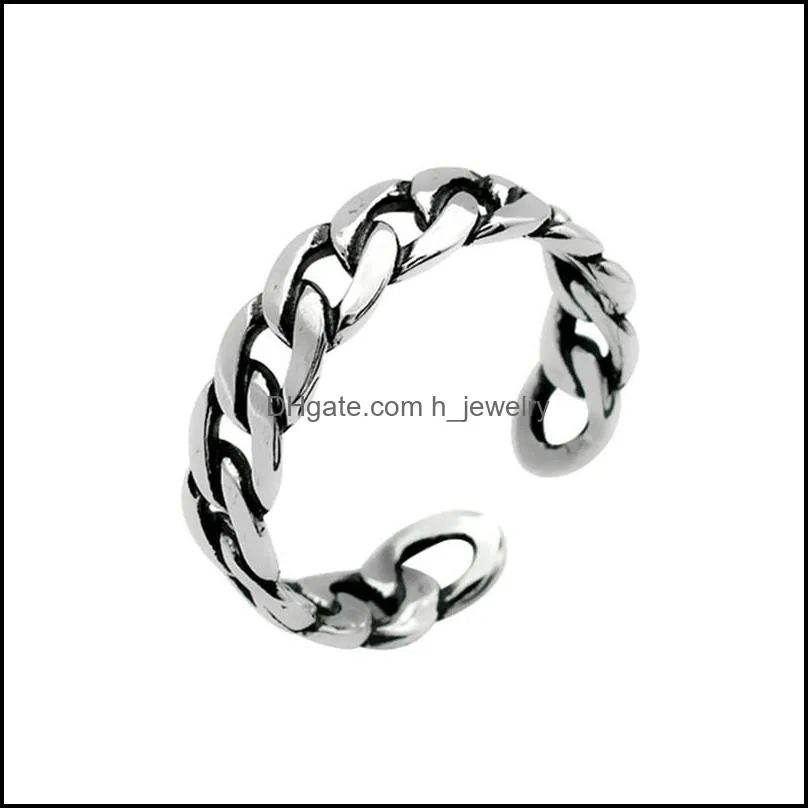 ancient silver chain band ring finger open adjustable rings for women fashion jewelry