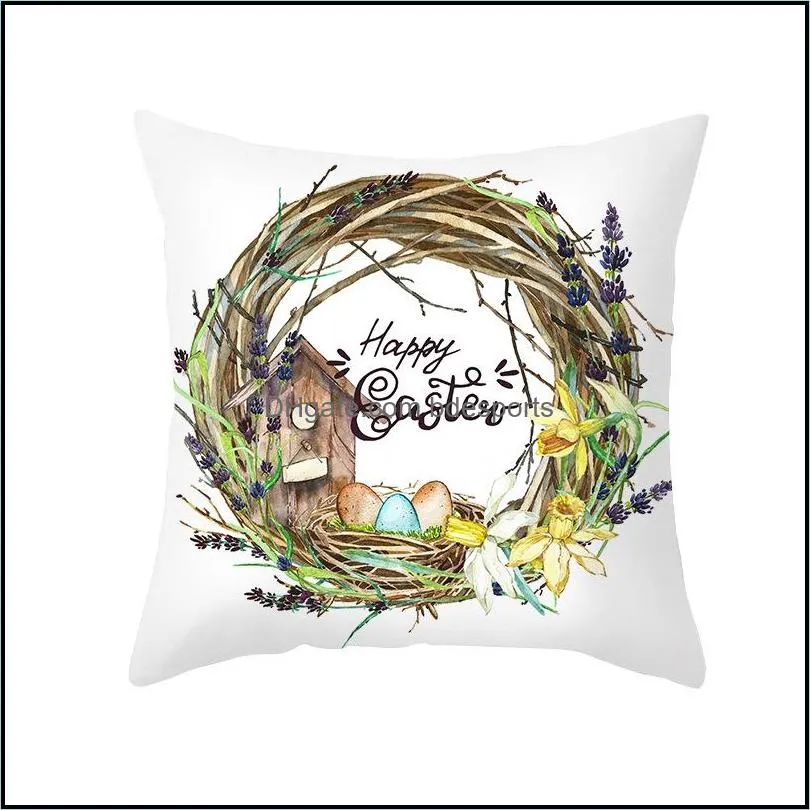 easter pillowcase bunny egg rabbit cushion cover 45x45cm happy easter decoration for home birthday party gifts for kids 106 k2
