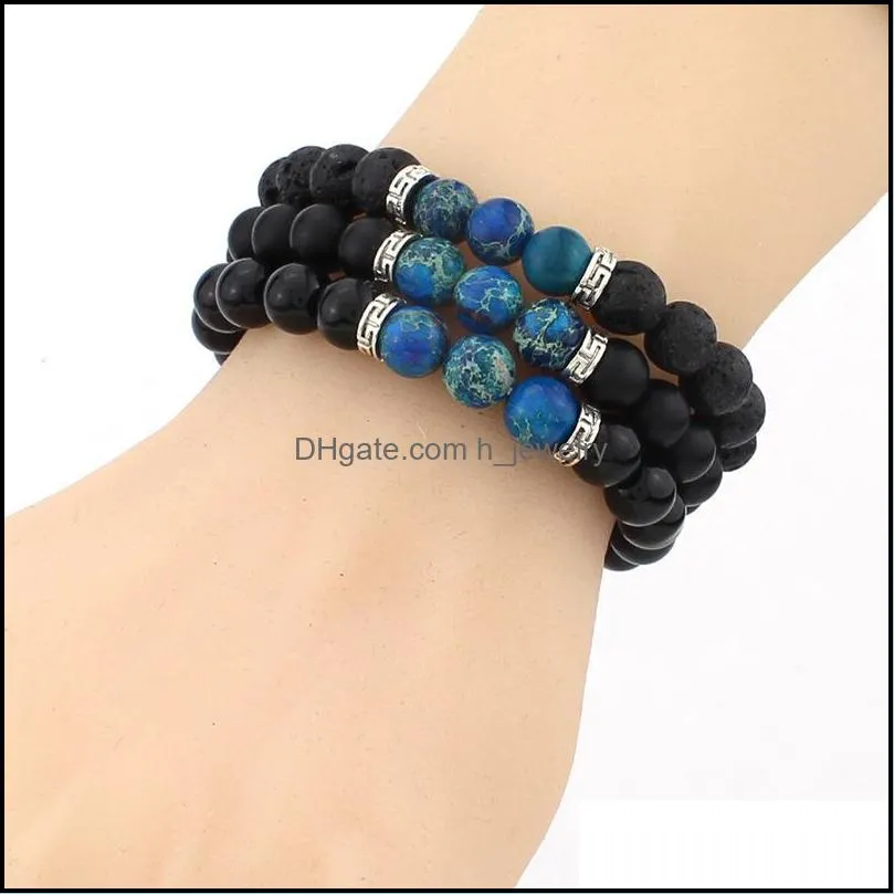 natural stone black lava beaded strands bracelets turquoise buddha oil diffuser bracelet jewelry for women