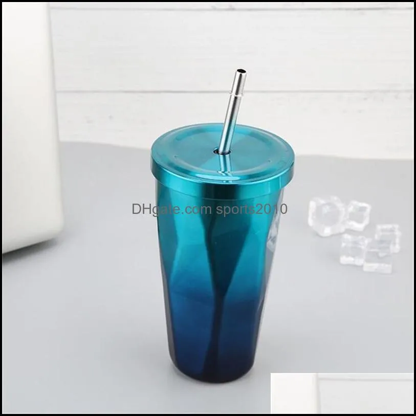 4 color gradient ramp stainless steel vacuum cup 550ml coffee cups with straw mug vacuum flask nice water bottle customizable 