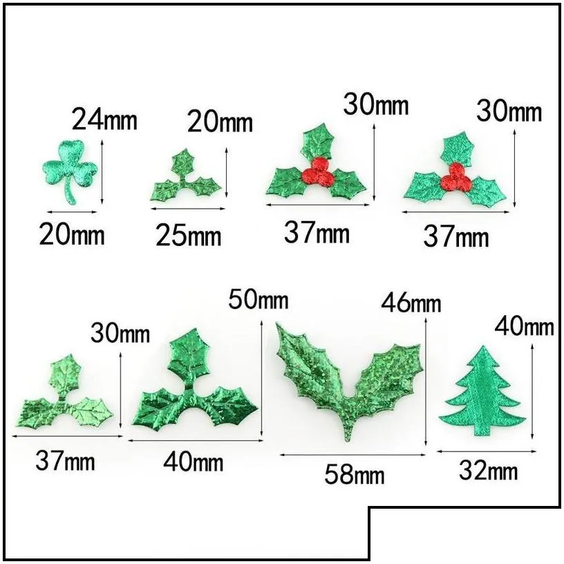 christmas decorations christmas decorations 100pcs table holly berries and leaves appliques for stick on diy laser green color 22091