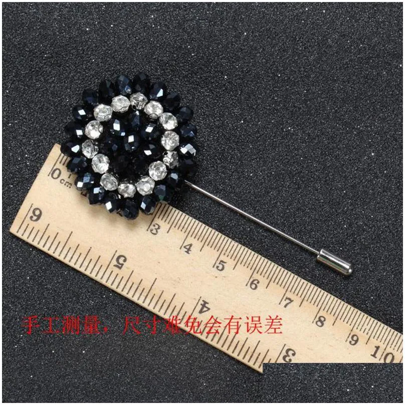 pins brooches fashion men brooch flower lapel pin 4cm suit boutonniere 8 colors button broochers beads handmade