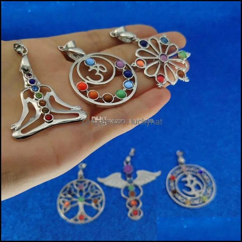 7 yoga chakra pendant ealing stones pendants for women necklace fashion jewelry gift