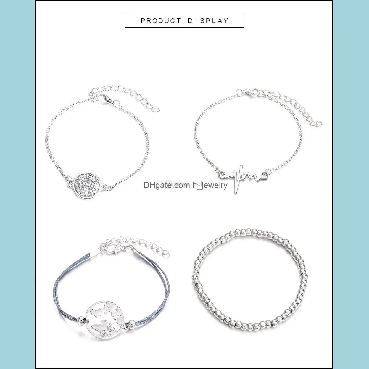 heartbeat bracelet world map bracelets alloy ecg map bracelet multilayer wrap bracelets fashion jewelry set jewelry
