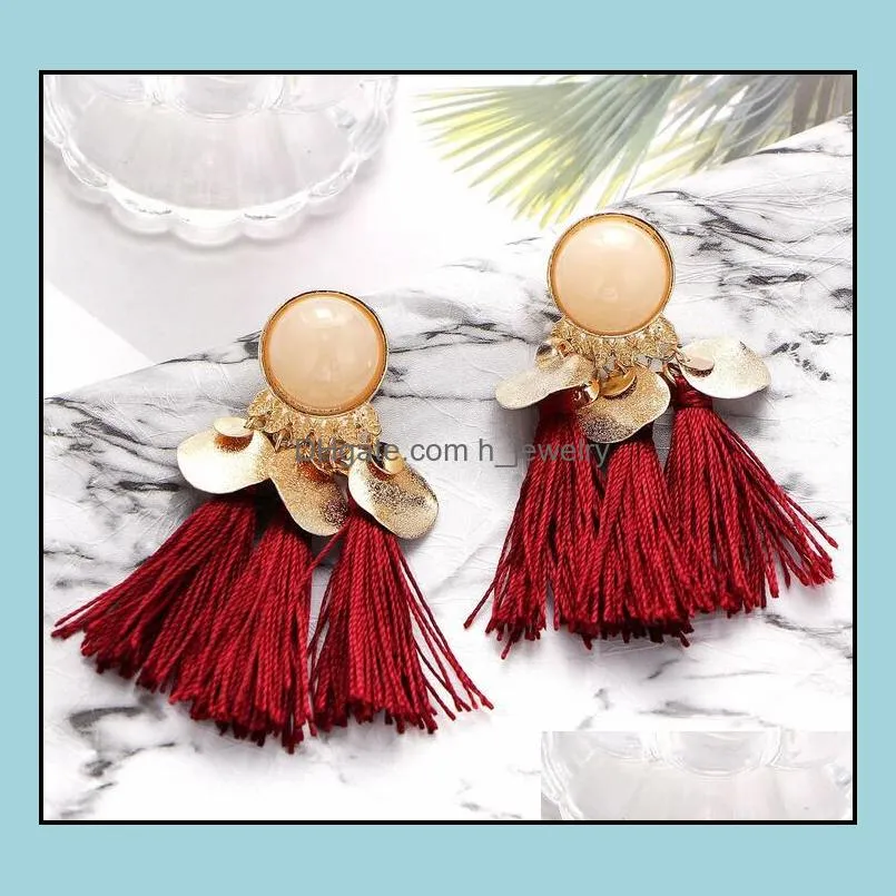 bohemia line tassel earrings gold coin tassel stud earrings dangle chandelier fashion jewelry for women