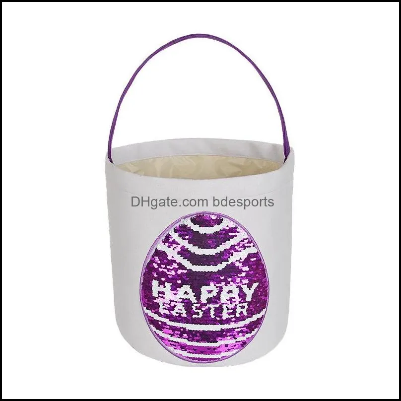 easter rabbit print bucket canvas cotton bunny easter basket kids easter hunt egg candy storage bucket 66 p2