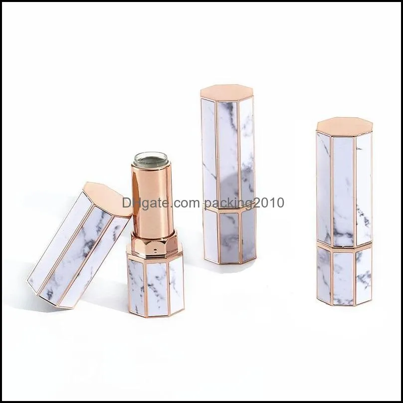 octahedron marbling lipgloss tube plastic printing empty clear lip glosses container lipstick lip glaze organizer 3 8ml