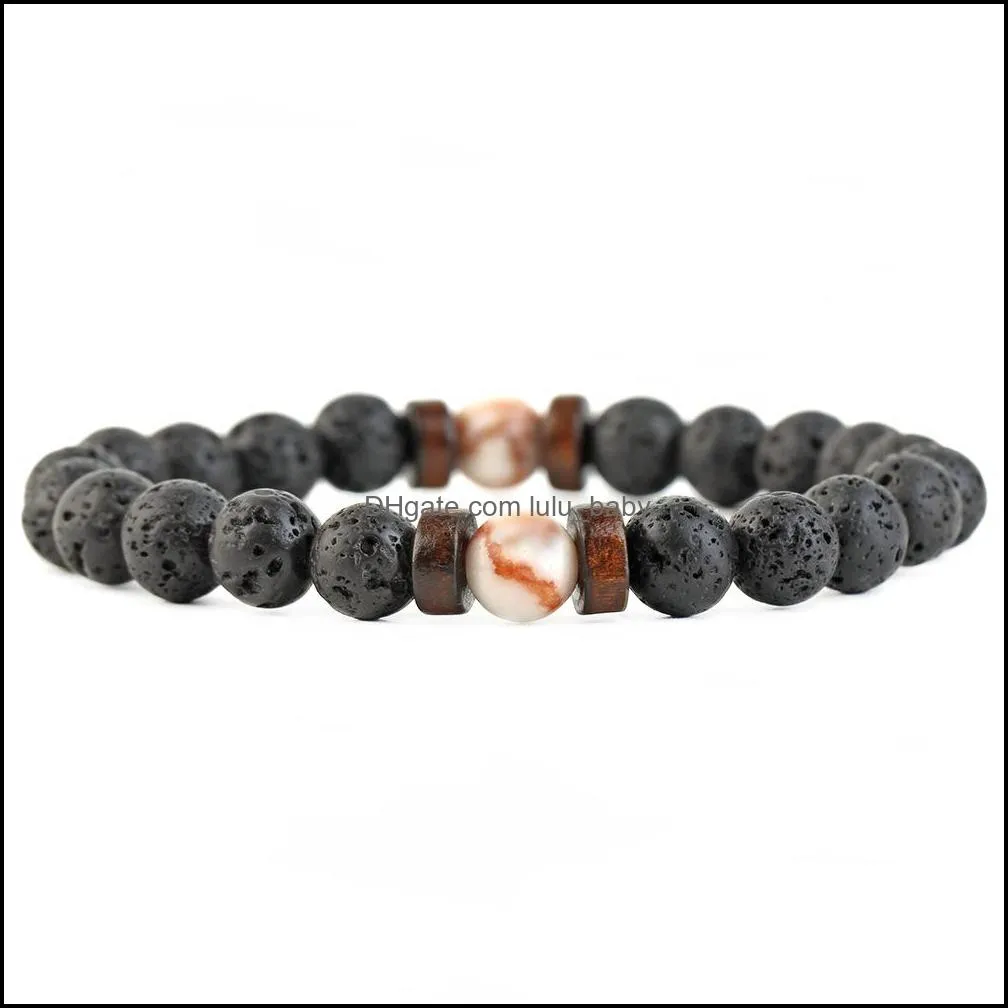8mm black oil diffuser lava rock bead strand bracelet wood beads bracelets for women men fashion jewelry