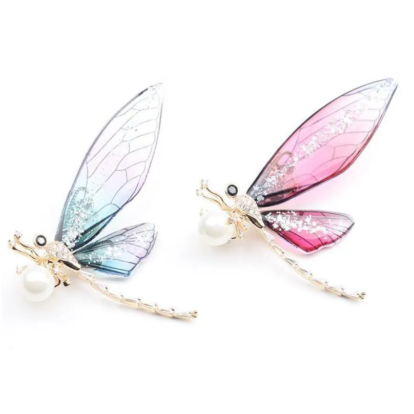 pins brooches exquisite simple gradient color transparent insect dragonfly brooch fashion ladies dress western accessories