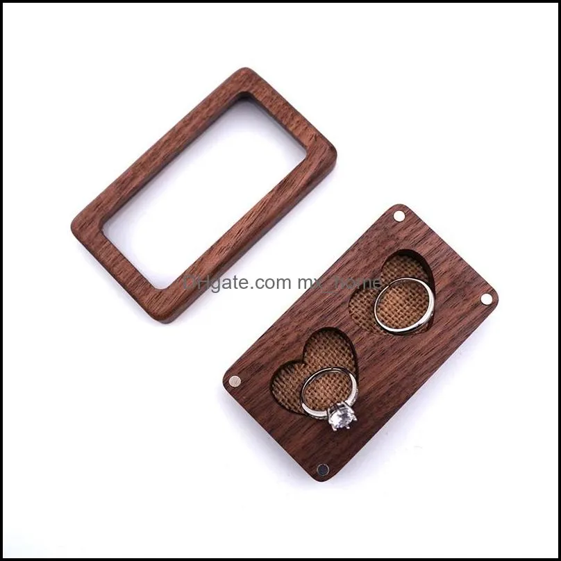 wooden jewelry boxes gift wrap creative couple ring box portable transparent window necklace earring storage wedding supplies