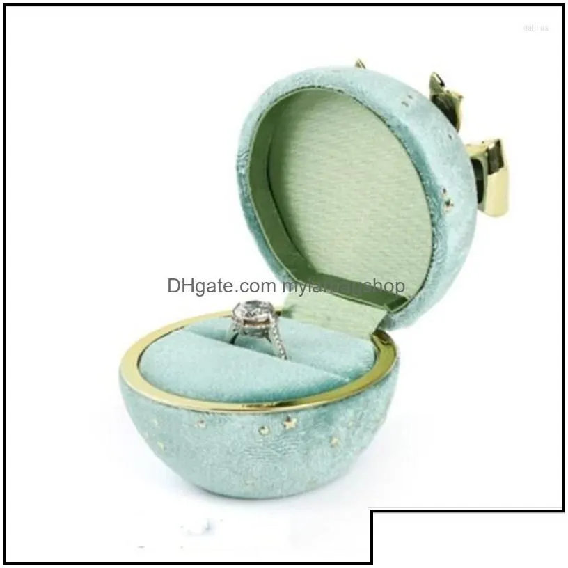 gift wrap gift wrap 1pcs green /blue color ring /pendant storage boxes round star corduroy jewelry box bow ornament high mylarbagshop