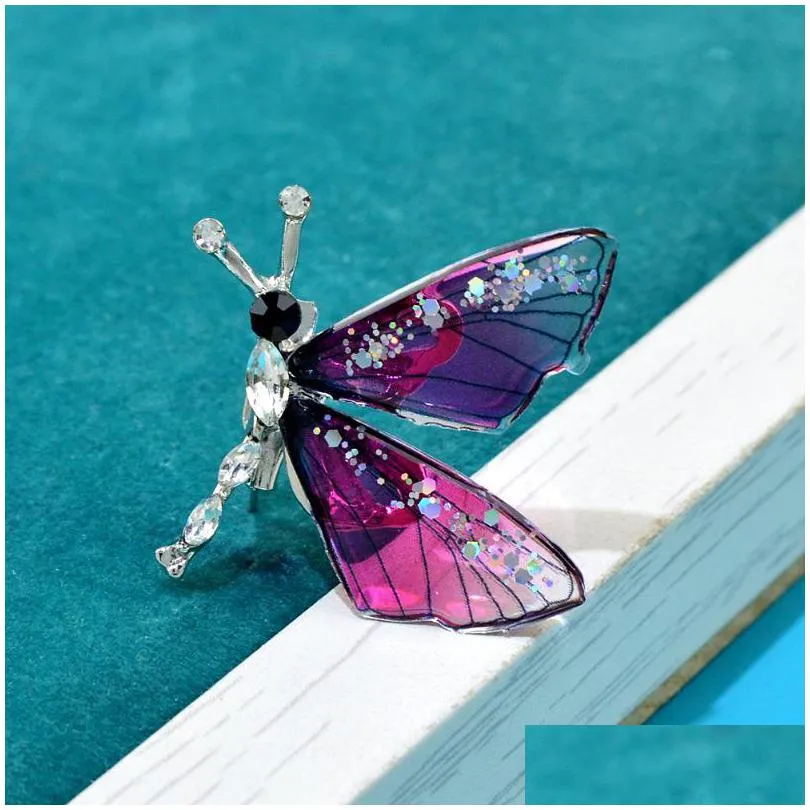 pins brooches cindy xiang transparent color butterfly for women rhinestone insect pin 3 available allpy material winter jewelry