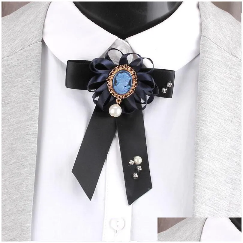 pins brooches charm ribbon brooch jewelry colorful silk cloth queen head portrait for women girls coat suit shirt collar pearl pins
