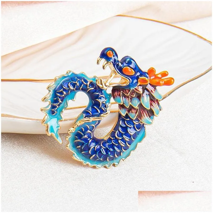 pins brooches creative alloy dripping oil zodiac dragon brooch exquisite mens corsage suit clothing jewelry gift for women fashion