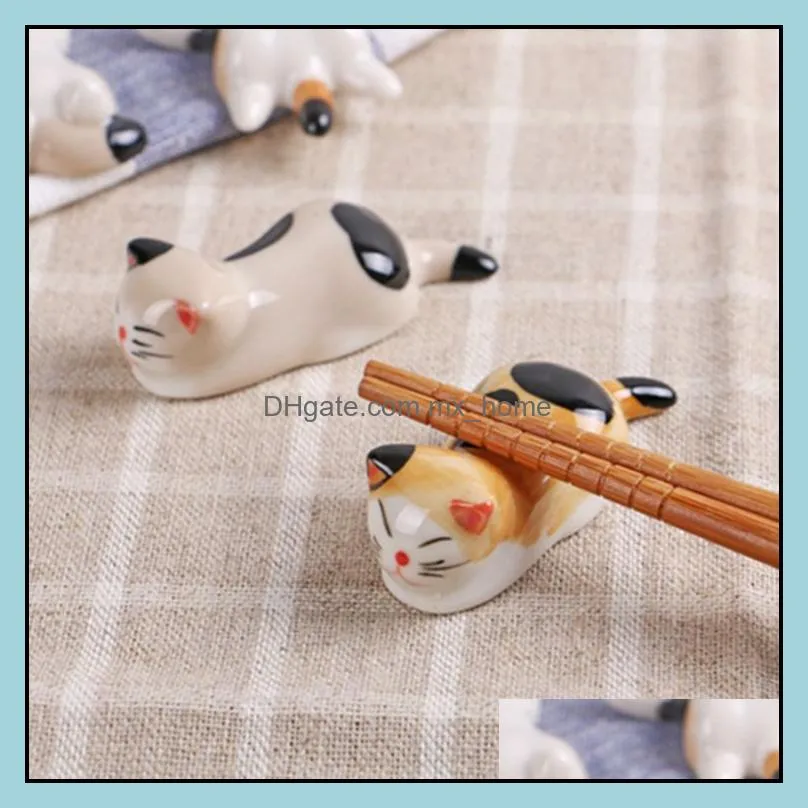 japanese style cat chopstick rest ceramic chopsticks holder storage painted tableware restaurant decoration ornaments
