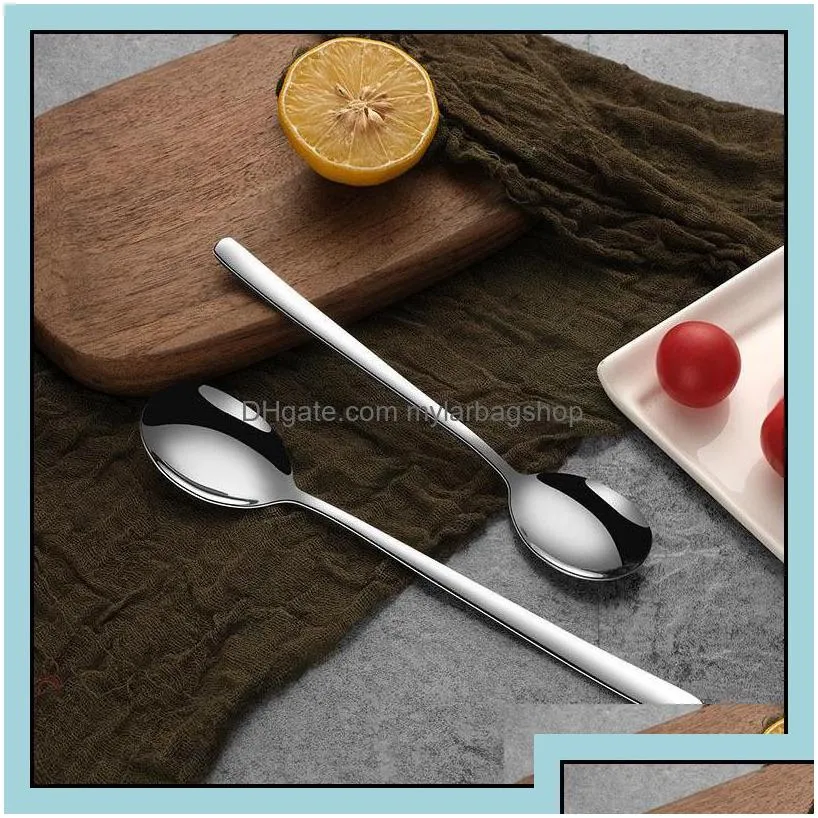 spoons flatware kitchen dining bar home garden ll 304 stainless steel korean style round shallow soup spoon dinnerware cut dhn9i