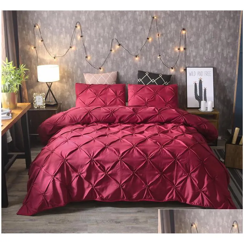 luxury black duvet cover pinch pleat brief bedding set queen king size 3pcs bed linen set comforter cover set with pillowcase45