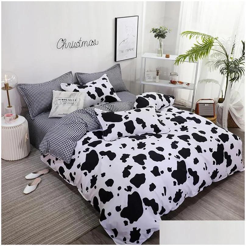 fashion cow patterns print quilt covers set blend cotton bedding set bedclothes duvet cover pillowcase small/us/au/uk size t200409