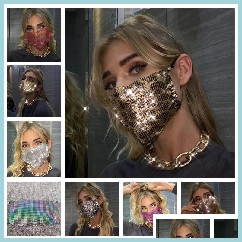 9 colors sequins mask fashion face mask bling bling designer masks woman decorative party mask selling