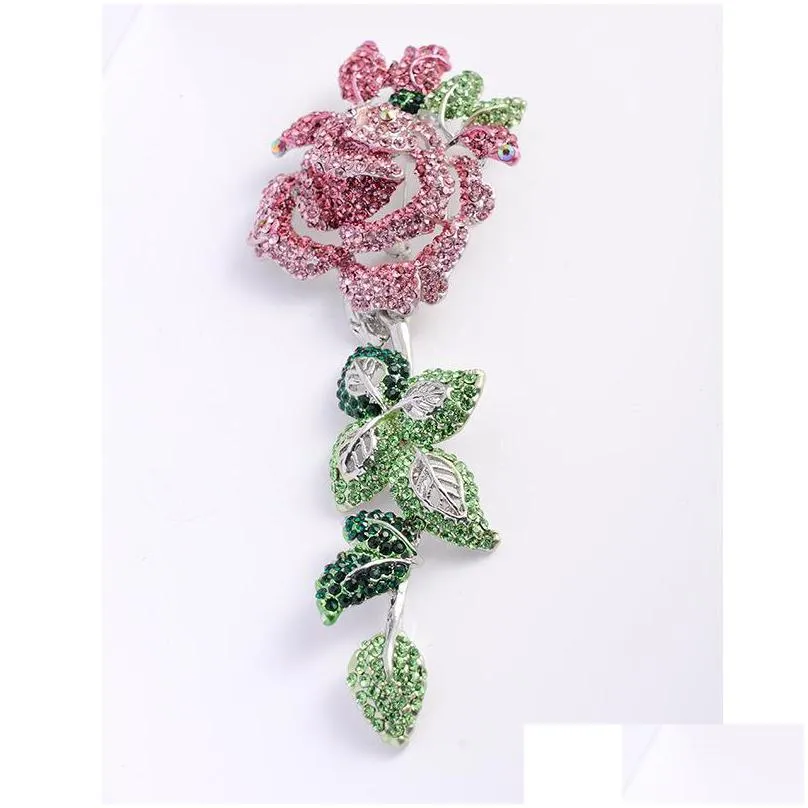 pins brooches fine rose crystal brooch womens fashion flowers broccoli foreign trade accessories clothing accessories