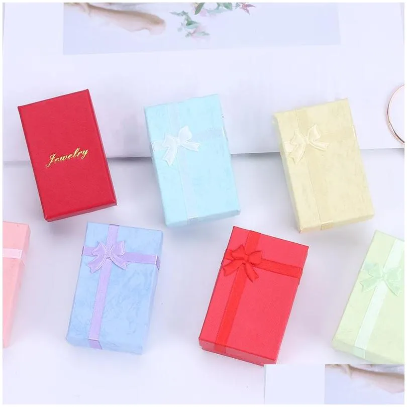 paper jewelry packaging gift boxes for pendant necklace earrings ring box rectangle packing organizer storage container 6colors
