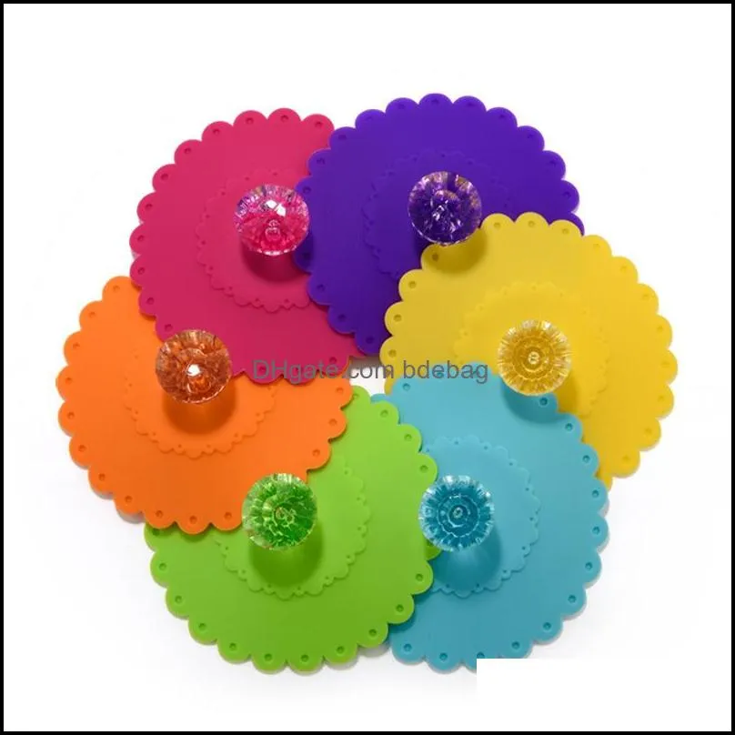 pvc lid coversanti dust cup cover diamonds leak proofflower cups cap sell well with different color 1 5cb j1