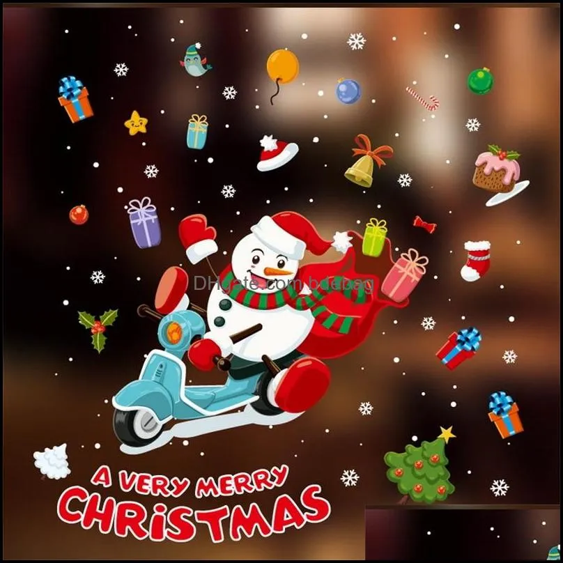 a very merry christmas electrostatic paste pvc cartoon display window no glue decorate static sticker with various patterns 5 51pj j1