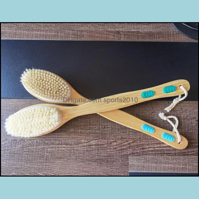 bath brushes with soft and stiff bristles exfoliating skin shower brush specially long wooden handle bath tool