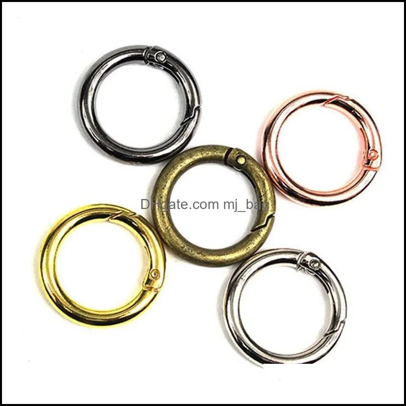 metal spring clasps o ring openable round carabiner keychain bag clip hook dog chain buckle connector for diy jewelry making