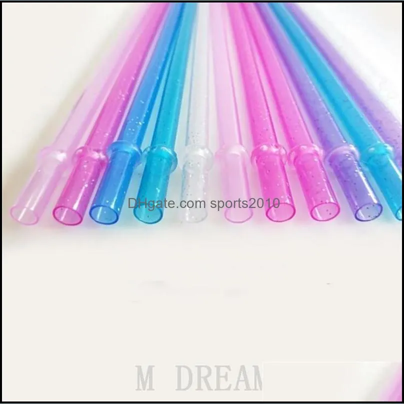 disposable plastic straws pure colors with silver powder drinking straw creative hardened party straws