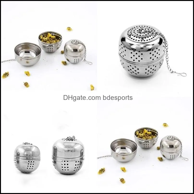 stainless steel egg shaped tea balls tea infuser mesh filter strainer locking loose tea leaf spice ball with rope chain hook 44 p2