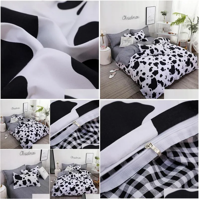 fashion cow patterns print quilt covers set blend cotton bedding set bedclothes duvet cover pillowcase small/us/au/uk size t200409