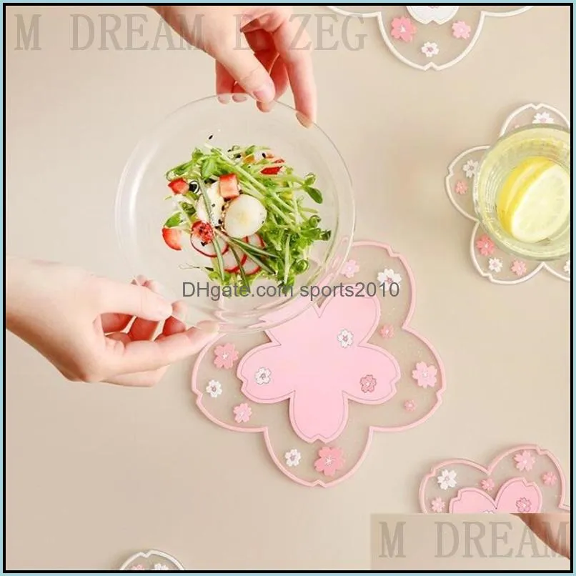 japan style cherry blossom heat insulation table mat family office antiskid tea cup milk mug coffee cup coaster