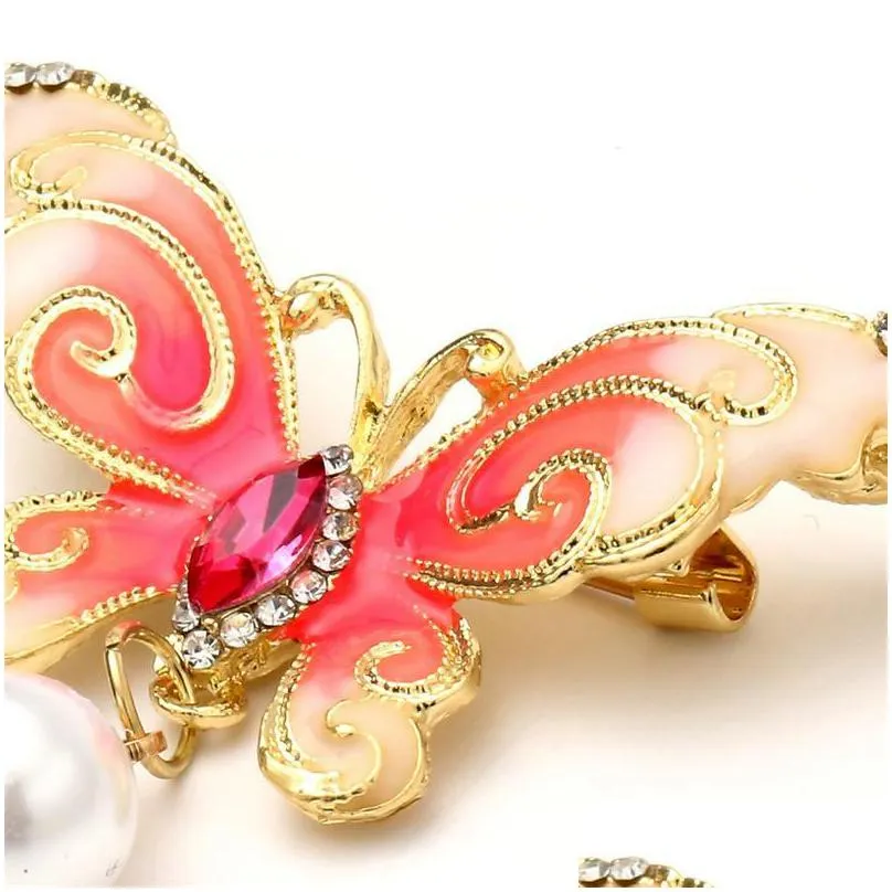 pins brooches enamel rhinestone large butterfly for women elegant colorful insect pins vintage fashion beautiful good gift
