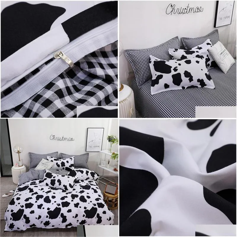 fashion cow patterns print quilt covers set blend cotton bedding set bedclothes duvet cover pillowcase small/us/au/uk size t200409