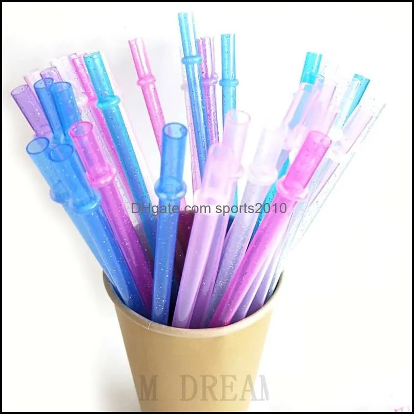 disposable plastic straws pure colors with silver powder drinking straw creative hardened party straws