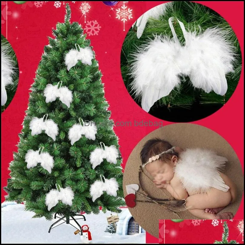 white feather wing lovely chic angel christmas tree decoration hanging ornament home party wedding ornaments xmas 1044 b3