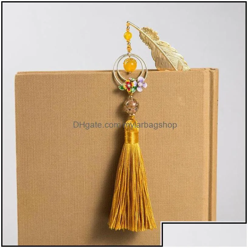 bookmark desk accessories office school supplies business industrial ezone creative chinese style classic tassel metal novel student